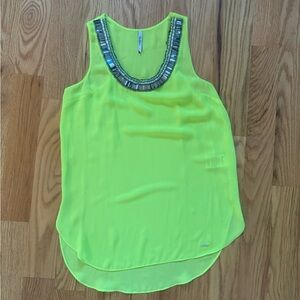 Pepe Jeans neon green beaded tunic blouse